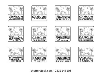 
Cancun Vacation 2023 Mexico Beach vintage Retro sunset T-shirt Design, with my family,friends enjoy summer Vibes Memories Together shirt poster print item, typography style svg cut file

