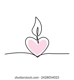 Candel single continuous one line out line vector art  drawing  and tattoo design
