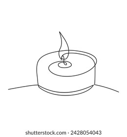 Candel single continuous one line out line vector art  drawing  and tattoo design
