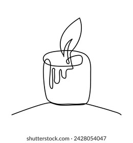 Candel single continuous one line out line vector art  drawing  and tattoo design
