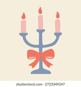 Candelabra com Bow (3 velas) ilustração vetorial
