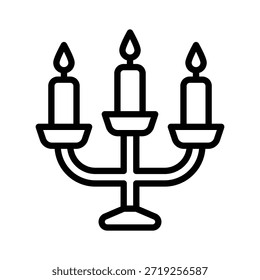 Candelabro titular de la vela Ilustración vectorial, icono de estilo de línea
