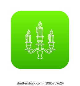 Candelabra candle icon green vector isolated on white background