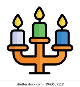 candelabra, candles flat line icon 