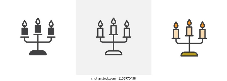 Candelabra with candles icon. Line, solid and filled outline colorful version, outline and filled vector sign. Symbol, logo illustration. Different style icons set. Pixel perfect vector graphics