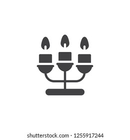 Candelabra with candles vector icon. filled flat sign for mobile concept and web design. Candlestick simple solid icon. Symbol, logo illustration. Pixel perfect vector graphics