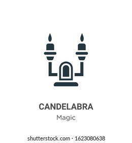 Candelabra glyph icon vector on white background. Flat vector candelabra icon symbol sign from modern magic collection for mobile concept and web apps design.