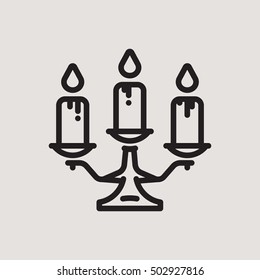Candelabra Halloween Outline Vector Icon