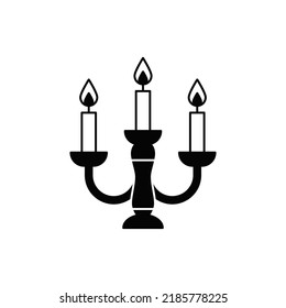 Candelabra Icon In Black Flat Glyph, Filled Style Isolated On White Background