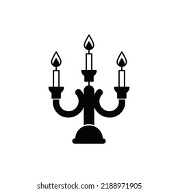 Candelabra Icon In Black Flat Glyph, Filled Style Isolated On White Background