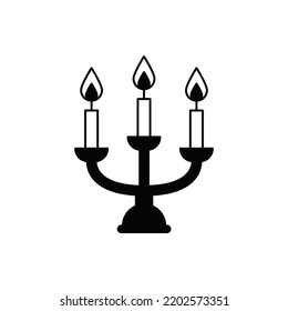 Candelabra Icon In Black Flat Glyph, Filled Style Isolated On White Background