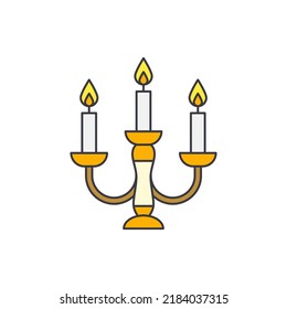 Candelabra Icon In Color, Isolated On White Background 