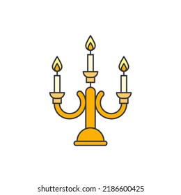 Candelabra Icon In Color, Isolated On White Background 