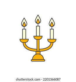 Candelabra Icon In Color, Isolated On White Background 