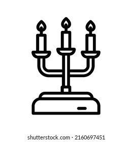 Candelabra Icon. Line Art Style Design Isolated On White Background