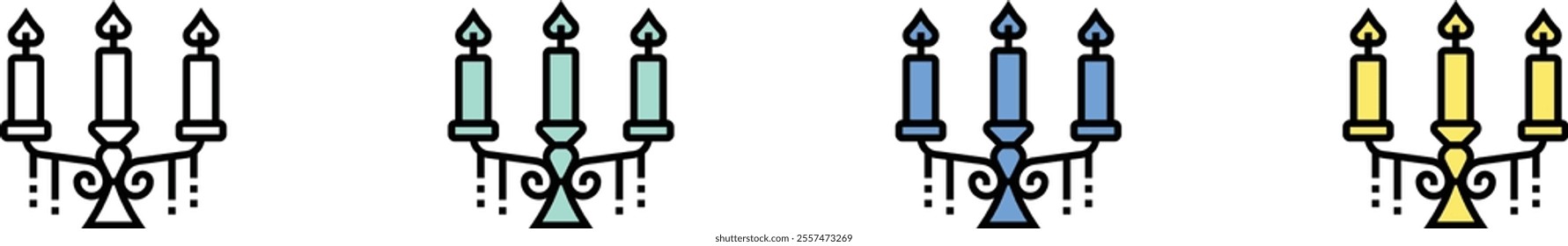 candelabra icon. Outline, Green, Blue and Yellow Style Design Isolated On White Background