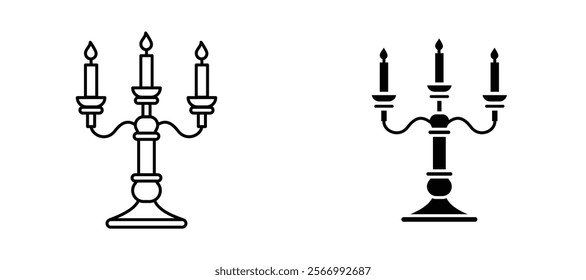 Candelabra icons in outline and fill. vector illustration for ui.