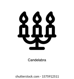 Candelabra linear icon vector on white background. Black icon illustration