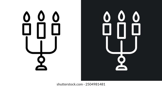 Candelabra vector icon set black and white filled and outlined style.