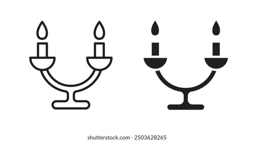 Candelabra vector icon in solid and outline style