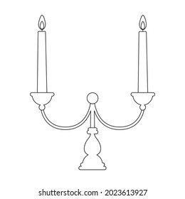 Candelabra vector icon.Outline vector icon isolated on white background candelabra.