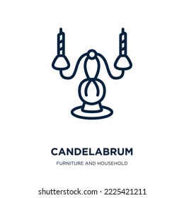 candelabrum icon from furniture and household collection. Thin linear candelabrum, menorah, candlestick outline icon isolated on white background. Line vector candelabrum sign, symbol for web and 