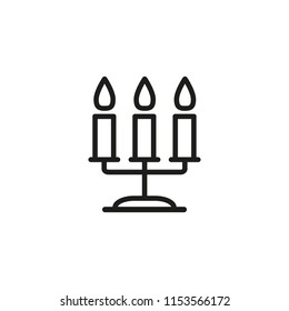 Candelabrum line icon. Candles, candlestick, flame. Light concept. Can be used for topics like celebration, holiday, ritual, decoration
