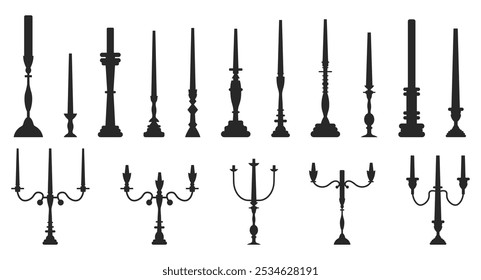 Candelabrum silhouette collection on a white background