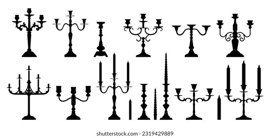 Candelabrum silhouette set stencil templates for cutting designs