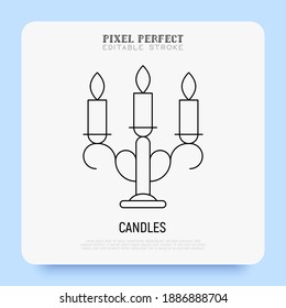 Candelabrum super thin line icon. Pixel perfect, editable stroke. Vector illustration.