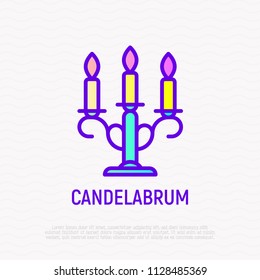 Candelabrum thin line icon. Modern vector illustration of retro candlestick.