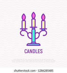 Candelabrum thin line icon. Modern vector illustration of decoration for celebration.