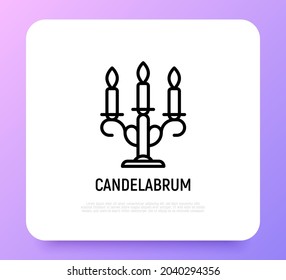 Candelabrum thin line icon. Modern vector illustration of retro candlestick.