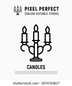 Candelabrum thin line icon. Pixel perfect, editable stroke. Vector illustration.
