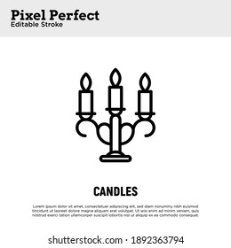 Candelabrum thin line icon. Pixel perfect, editable stroke. Vector illustration.