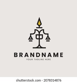 Candelier Lawyer Firm Logo. Attorney and Firm, Legal Group, Pillar Justice Logo