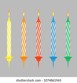 Candels for Birthday cake with burning flames of wax paraffin vector
