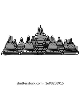 Candi borobudur temple. Vector color illustration