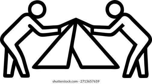 Captura sincera de amigos que montam uma barraca em um acampamento durante uma viagem de estrada. conceito como uma foto natural capturando amigos que trabalham juntos para montar uma barraca em um acampamento durante sua viagem de estrada. A câmera destaca o trabalho em equipe e o entusiasmo, enfatizando a emoção e a aventura de sua jornada. Em Photo Stock Concept , copie espaço para anúncio ou banner com Photo Realistic como high Quality Detail —ar 7:2