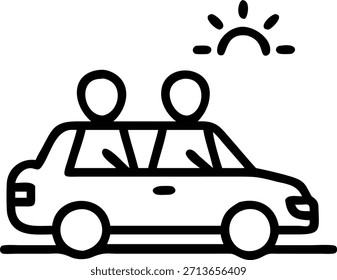 Candid image of friends watching the sunset from their car on a road trip. concept as A serene scene capturing friends sitting on the hood of their car watching the sunset during a road trip. The camera highlights their relaxed poses and the beautiful scenery emphasizing the excitement and peaceful moments of their journey. in Photo Stock Concept , copy space for advertisement or banner with Photo Realistic as high Quality Detail --ar 7:2