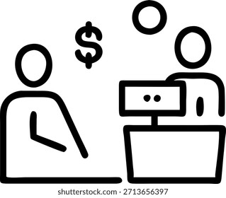 Interação sincera na caixa registradora com o conceito de símbolos de desconto como Uma foto sincera de um cliente interagindo com um caixa registrador em uma caixa registradora com símbolos de desconto flutuante. A cena captura transações de consumidores e promoções financeiras em um ambiente de varejo isolado em um fundo branco com amplo espaço de cópia. em Photo Stock Concept , espaço de cópia para anúncio ou banner com Photo Realistic como detalhes de alta qualidade —ar 7:2