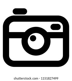 
A candid shape with circular lense hood, icon denoting camera
