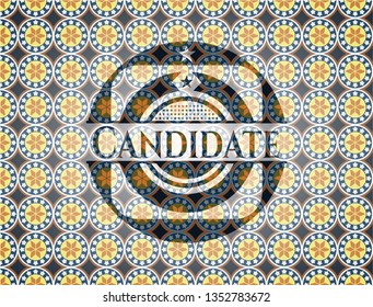 Candidate arabesque emblem background. arabic decoration.
