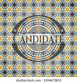 Candidate arabic emblem background. Arabesque decoration.