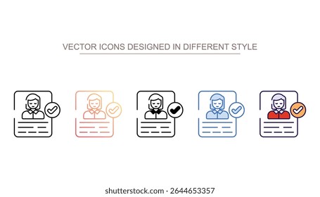 Candidate Biodata icon design with white background stock illustration