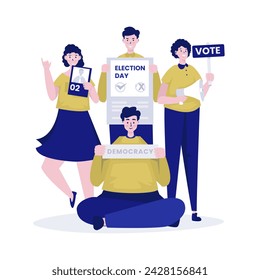 Candidate campaign team for election day illustration