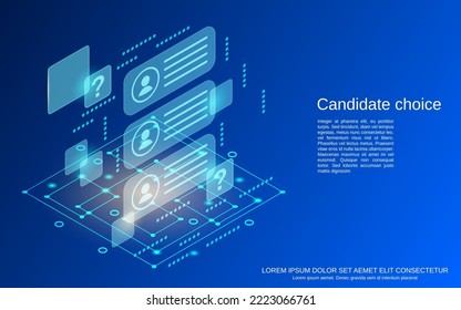 Candidate choice flat 3d isometric vector concept illustration