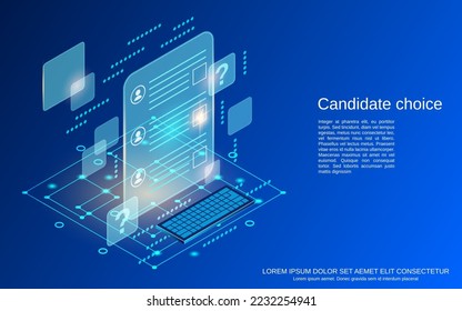 Candidate choice flat 3d isometric vector concept illustration