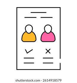 candidate choose ballot line icon vector. candidate choose ballot sign. isolated symbol illustration