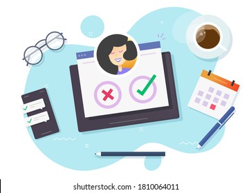 Los candidatos eligen el vector del voto electoral como el concepto de contratación de empleados en línea ilustración plana, la gente selecciona o busca, proceso de decisión de contratación o talento profesional encontrar idea, recursos humanos h empleo moderno